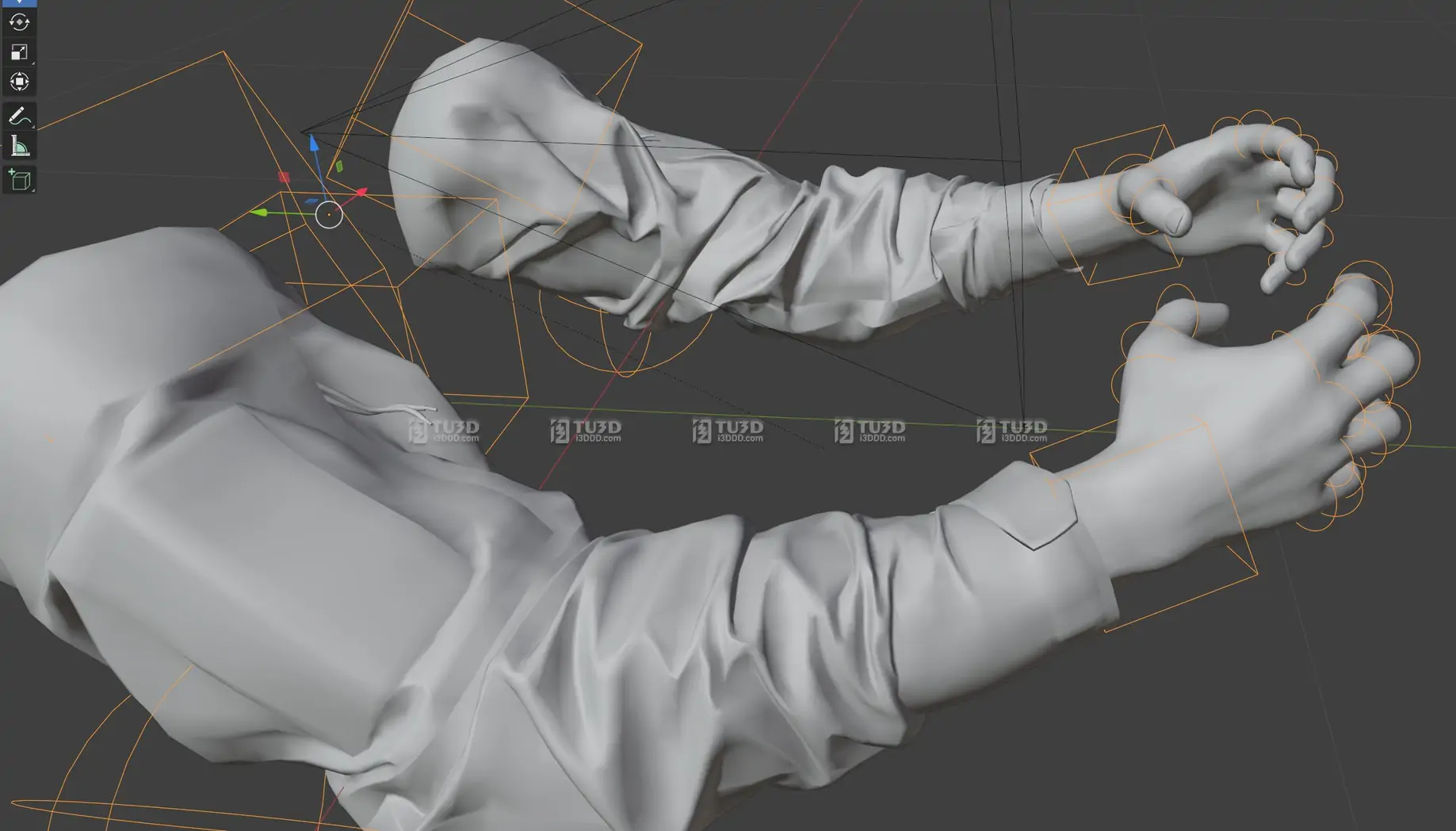 Blender写实双手手臂骨骼绑定模型