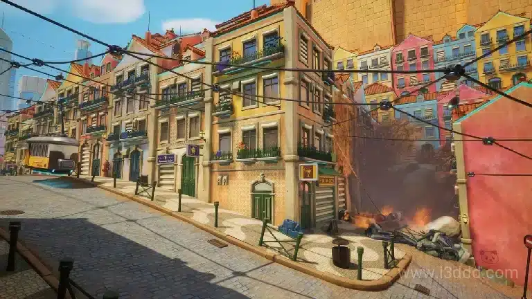 风格化手绘风格里斯本街道场景 – Lisbon Streets