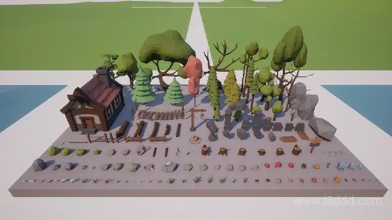 低多边形卡通自然环境 Low Poly Nature