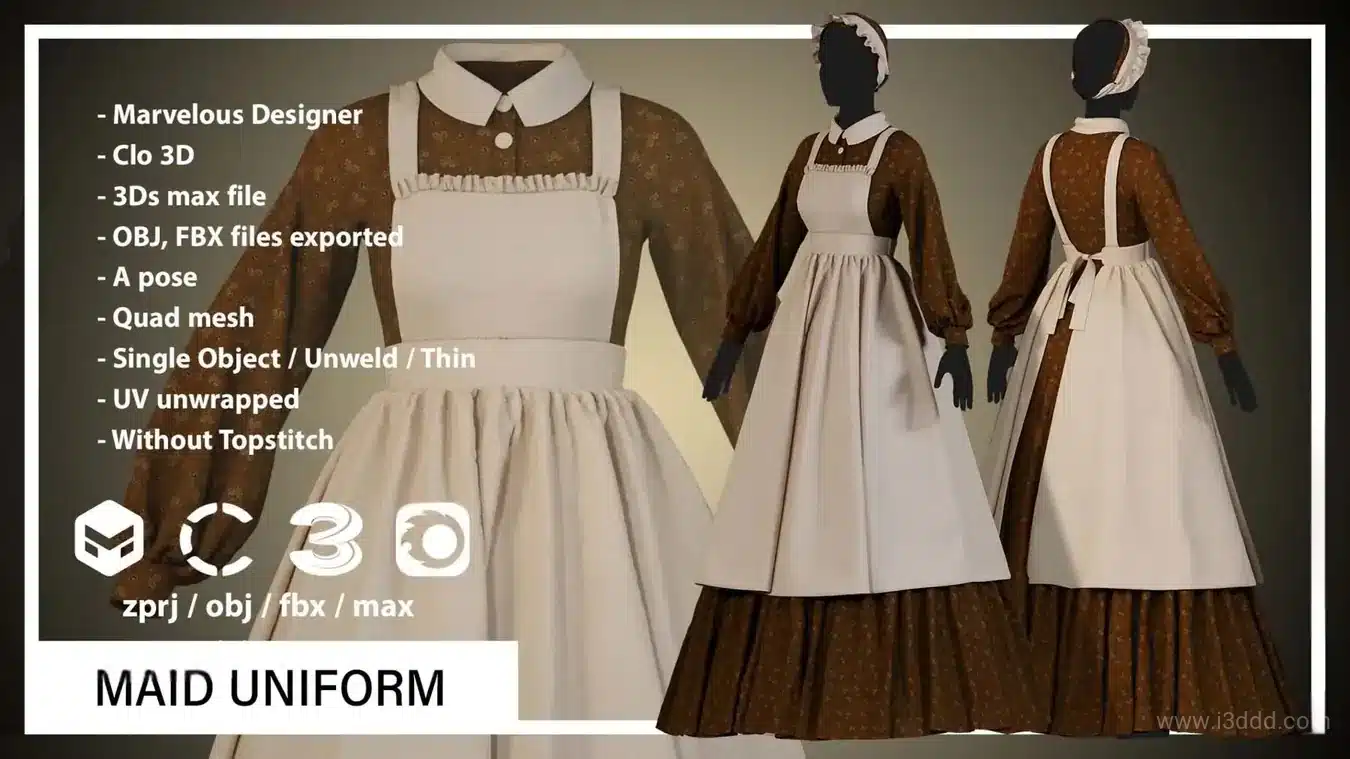 女仆连衣裙制服长裙女佣裙装 – Maid Uniform Long Dress