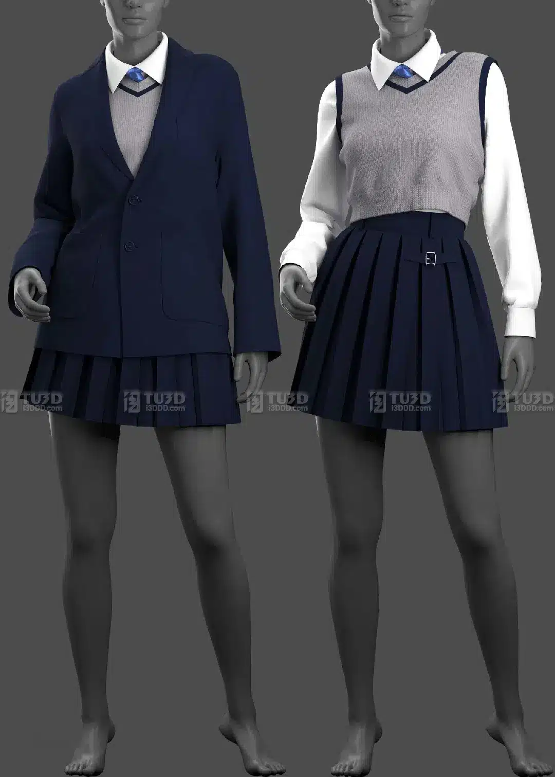 女士百褶裙西装校服套装 – Ladies Pleated Skirt Suit School Uniform Set