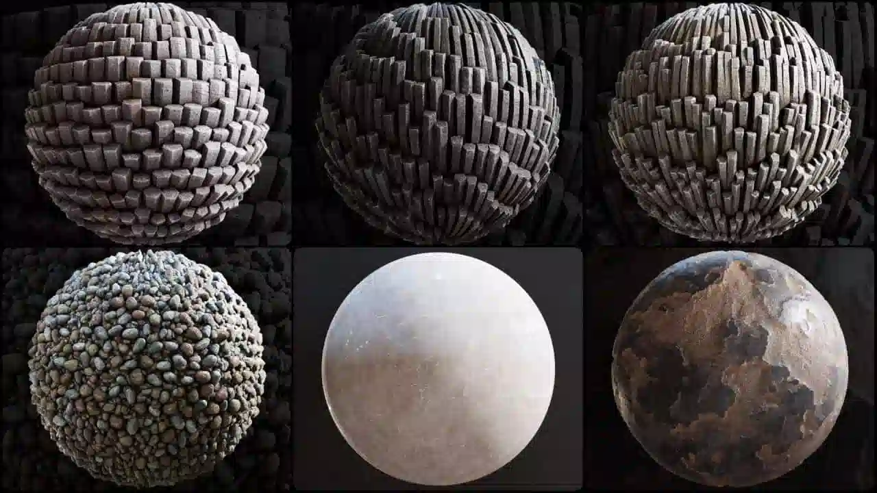 岩石石块 PBR 材质包 – CGAxis Physical 9 Stones & Rocks