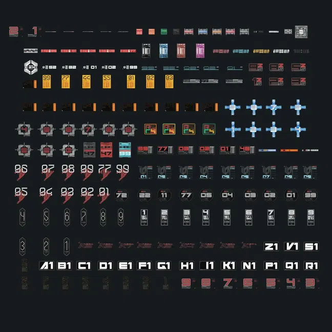 199 个赛博朋克数字贴花 – Decal Numbers & Serials