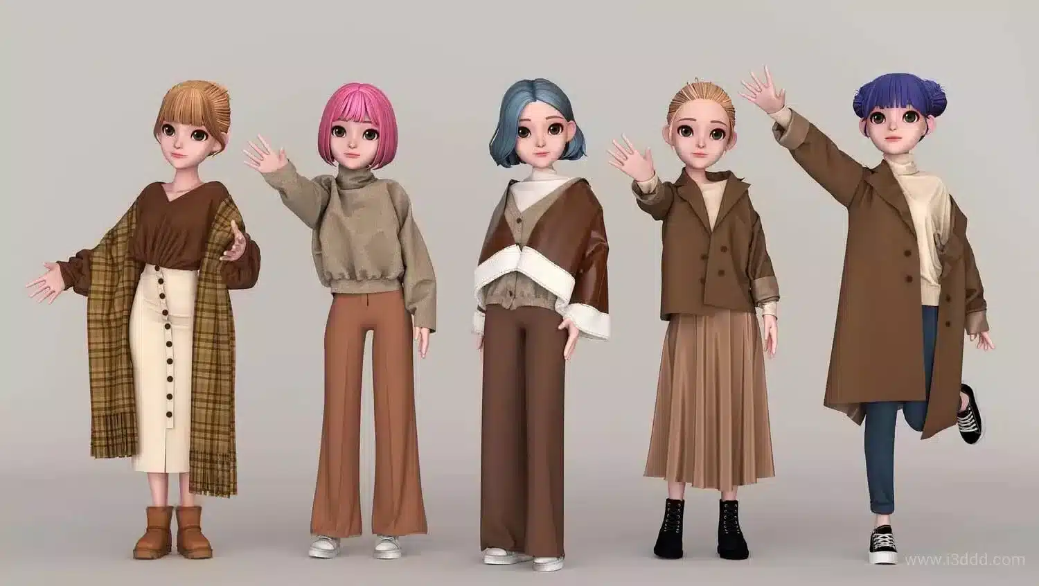 卡通冬装系列女装衬衫裙子外套 – Cartoon Winter Women’s Shirt Skirt Coat