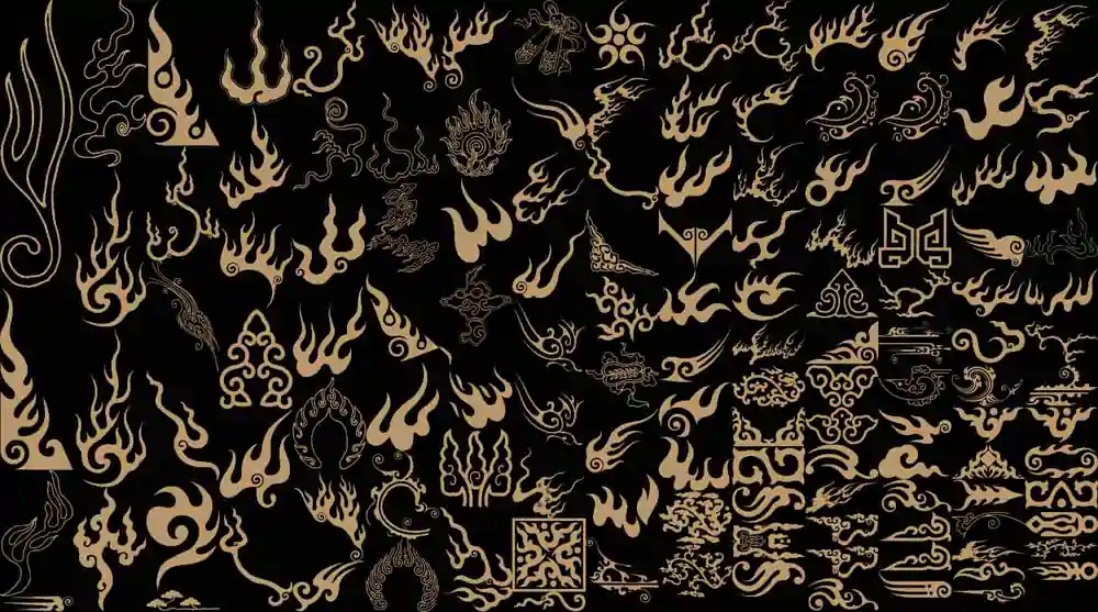 中式古典火焰纹样矢量素材包 – Traditional Chinese Flame Pattern Design Assets