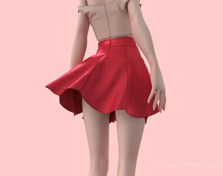 可爱时尚女孩短裙服装 3D 模型 c4d – Cute Girl Short Skirt 3D Model C4D
