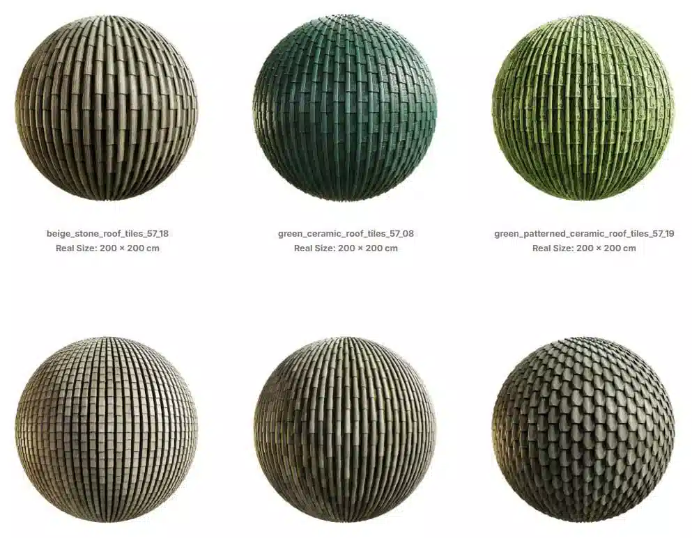 亚洲风格屋顶 PBR 材质包 – CGAxis Physical 7 Asian Roofs PBR