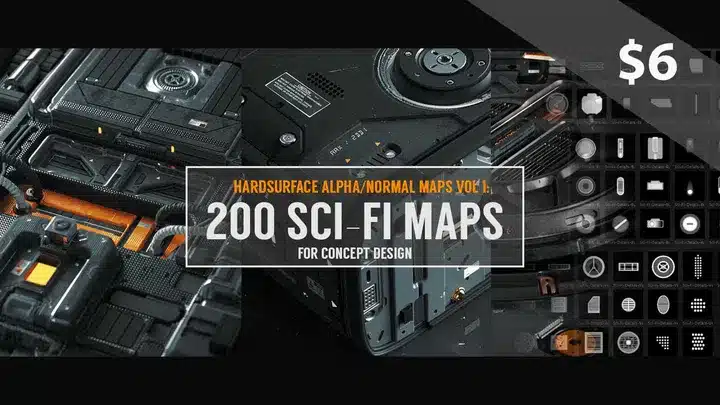 200 组硬表面雕刻 Alpha 法线贴图 – 200 Hardsurface Alpha Normal Maps