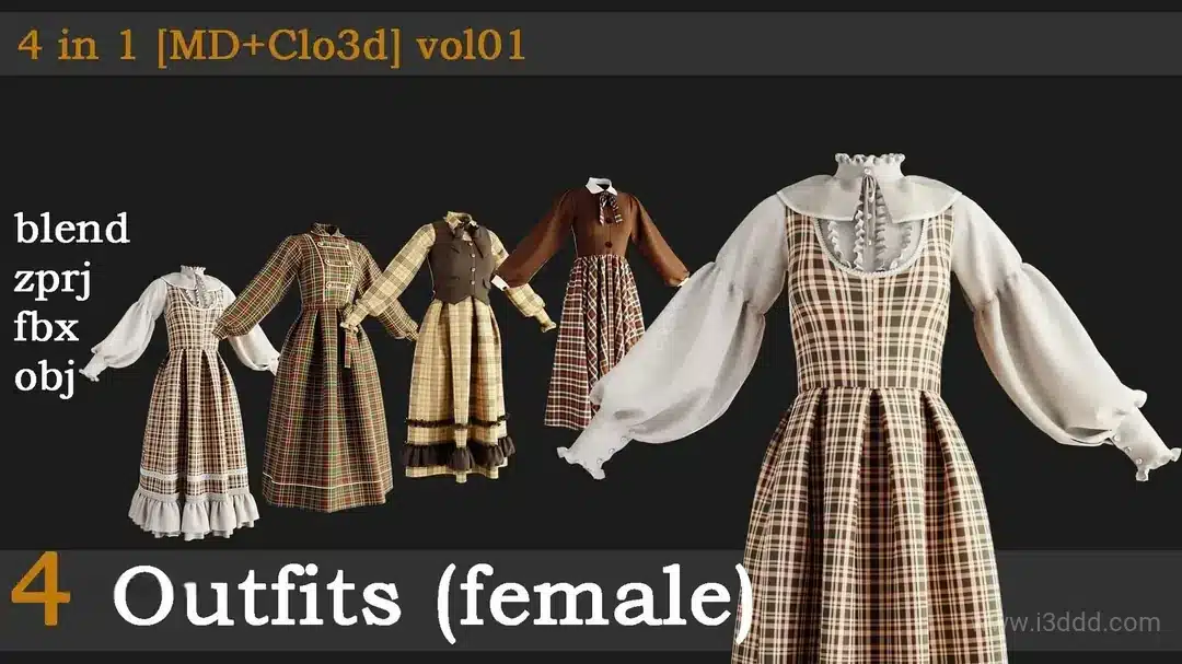 4 套女式长裙连衣裙裙装 – 4 Women’s Long Dresses