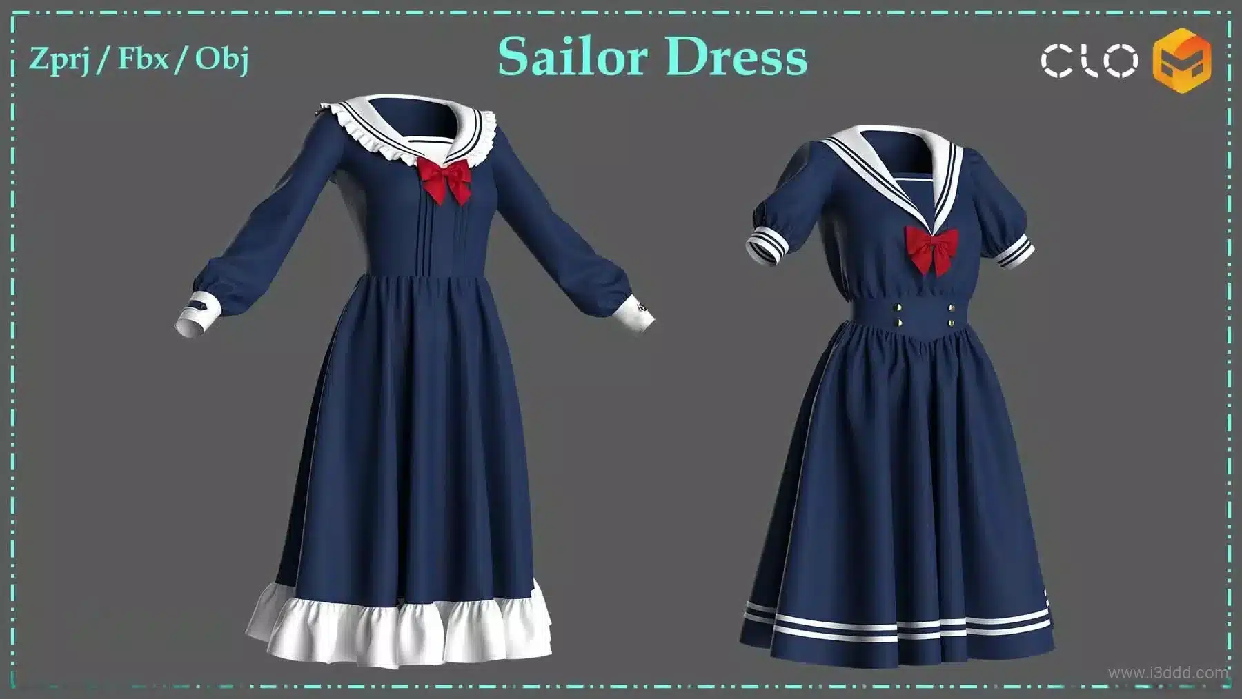 女式校服水手服连衣裙制服 – Women’s Sailor School Uniform Dress