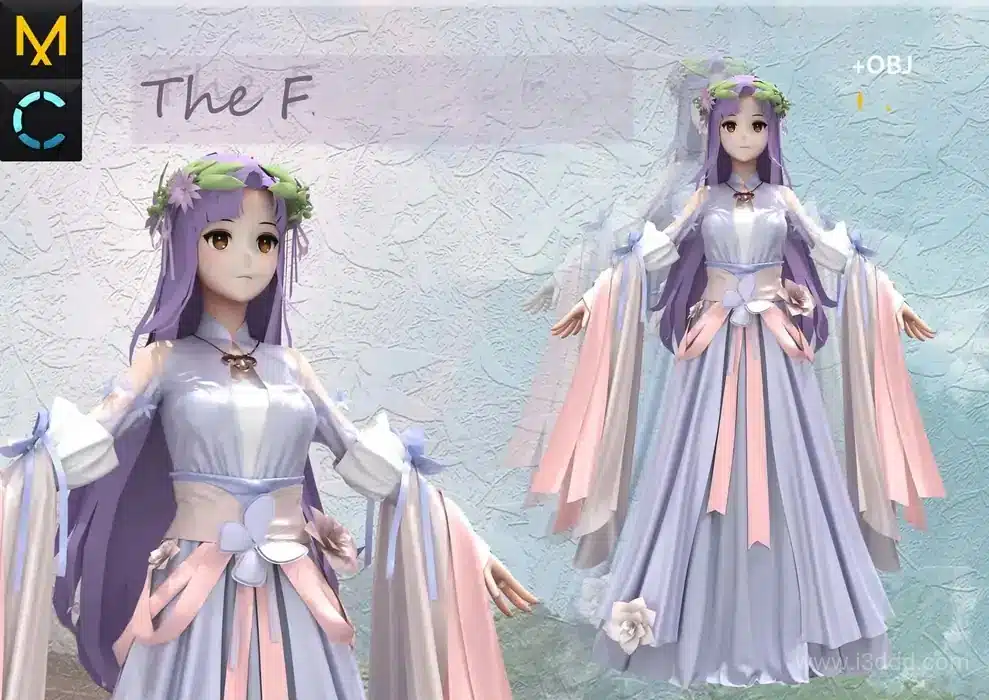 中国风古风仙女连衣裙 CLO3D 衣服 ZPRJ – Chinese Fairy Dress CLO3D ZPRJ