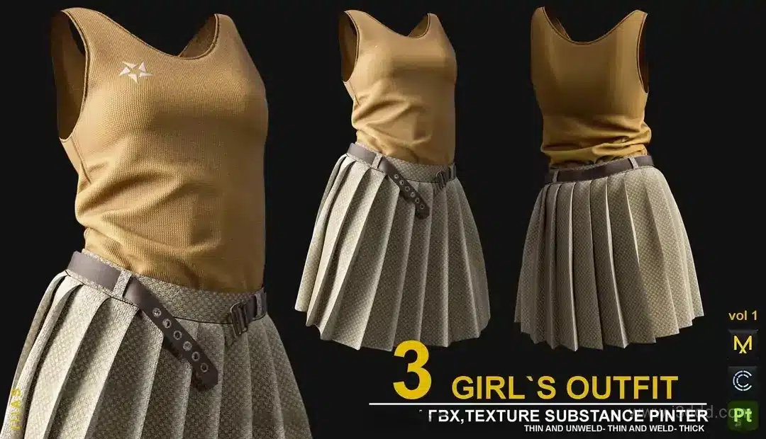 女孩百褶裙套装衬衫背心 – Girl’s Pleated Skirt Set