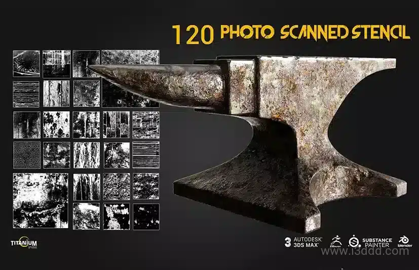 划痕污渍贴图 – 120+ Stencil library  Grunge – Flakes – Weathered wood & Scratches + painted walls  series 01