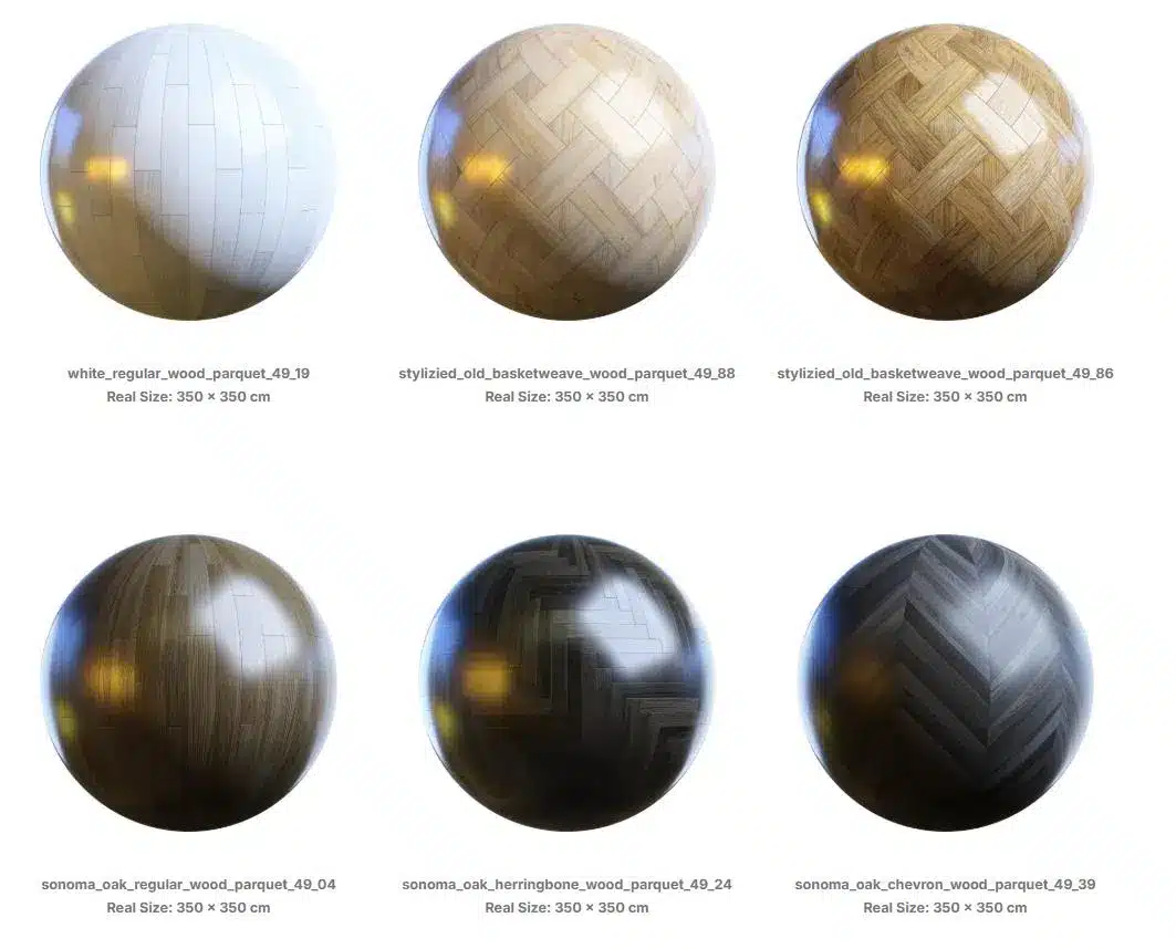 木质拼花地板 PBR 材质包 – Wooden Parquets PBR Materials